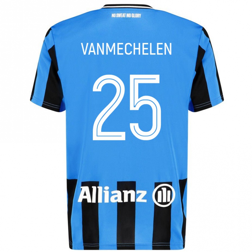 Kinder Fußball Davinia Vanmechelen #25 Himmelblau Schwarz Heimtrikot Trikot 2024/25 T-Shirt Luxemburg