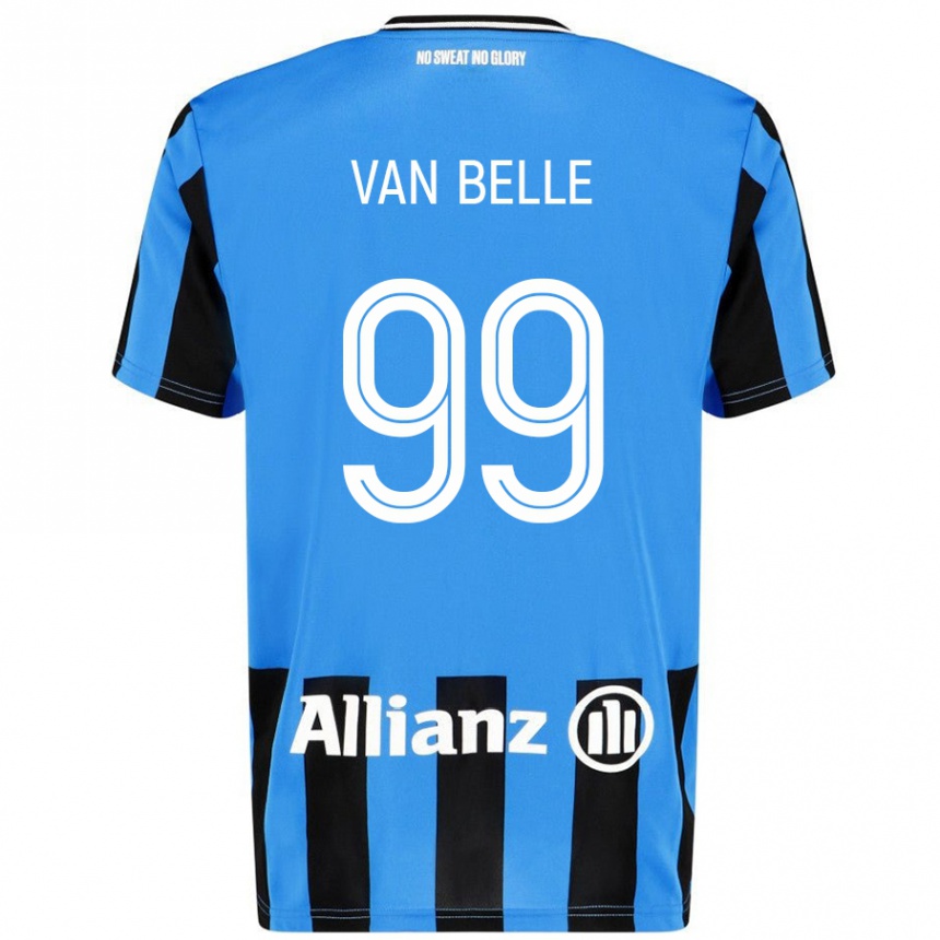 Kinder Fußball Lyndsey Van Belle #99 Himmelblau Schwarz Heimtrikot Trikot 2024/25 T-Shirt Luxemburg