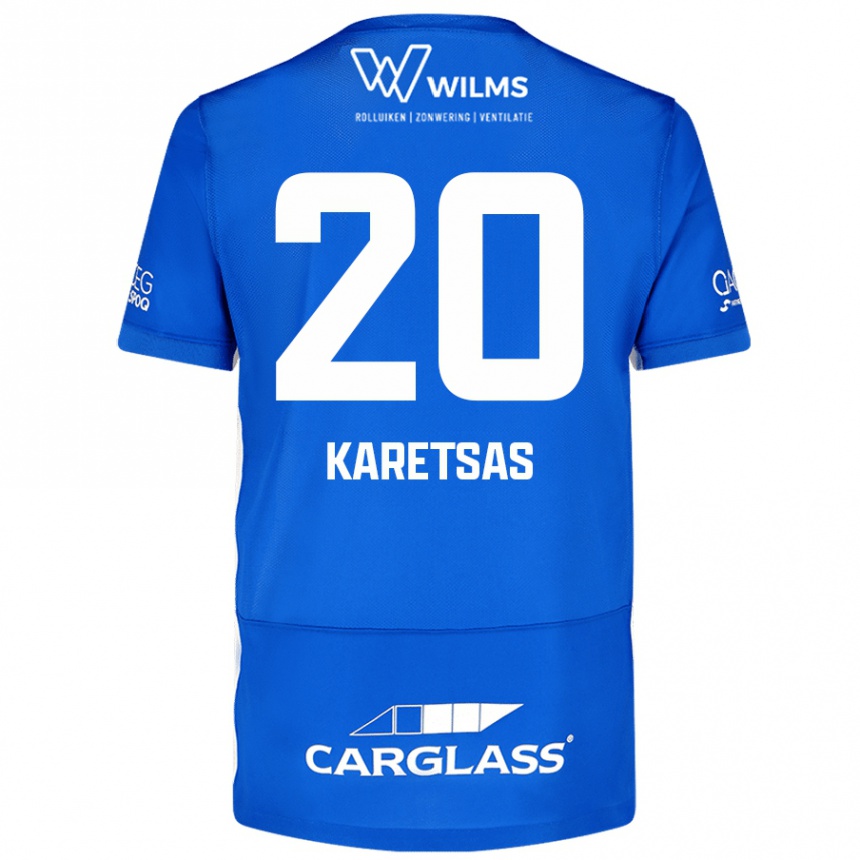 Kinder Fußball Konstantinos Karetsas #20 Blau Heimtrikot Trikot 2024/25 T-Shirt Luxemburg