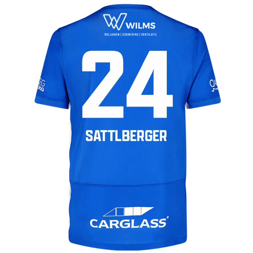 Kinder Fußball Nikolas Sattlberger #24 Blau Heimtrikot Trikot 2024/25 T-Shirt Luxemburg