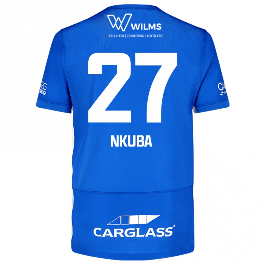 Kinder Fußball Ken Nkuba #27 Blau Heimtrikot Trikot 2024/25 T-Shirt Luxemburg