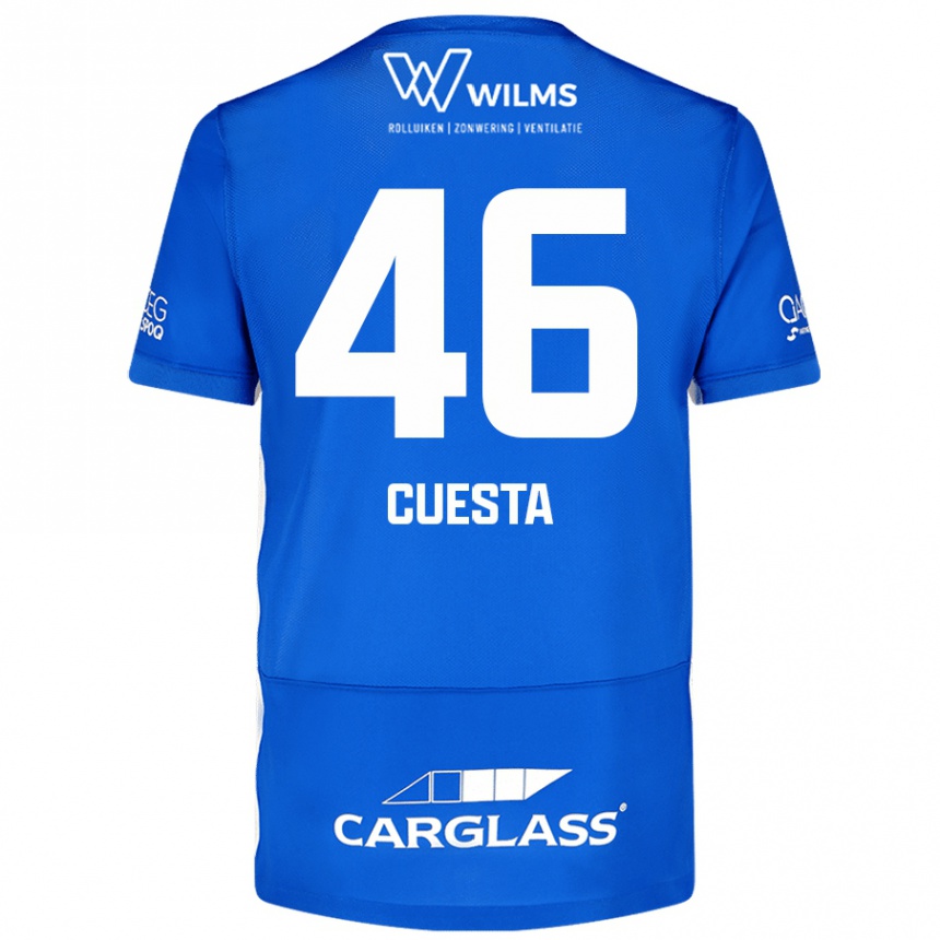 Kinder Fußball Carlos Cuesta #46 Blau Heimtrikot Trikot 2024/25 T-Shirt Luxemburg