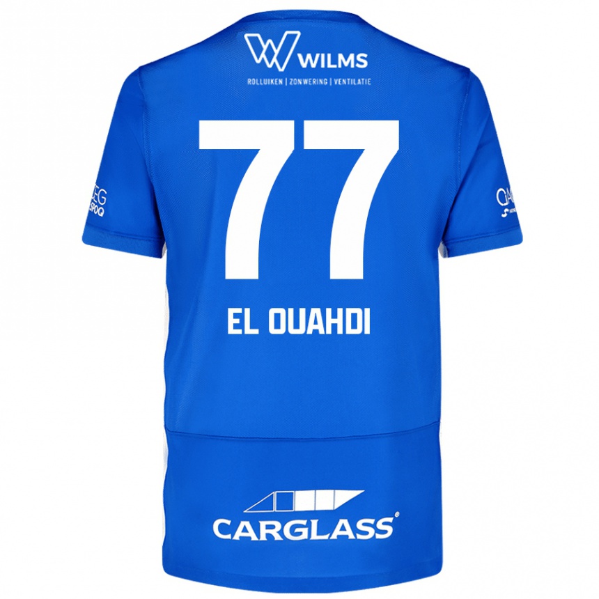 Kinder Fußball Zakaria El Ouahdi #77 Blau Heimtrikot Trikot 2024/25 T-Shirt Luxemburg