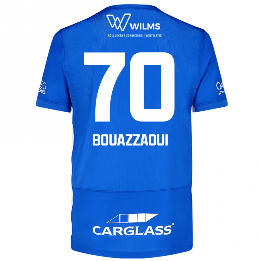 Kinder Fußball Ilyas Bouazzaoui #70 Blau Heimtrikot Trikot 2024/25 T-Shirt Luxemburg