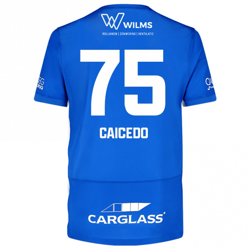 Kinder Fußball Alfred Caicedo #75 Blau Heimtrikot Trikot 2024/25 T-Shirt Luxemburg