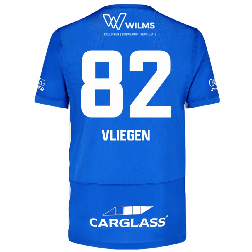 Kinder Fußball Olivier Vliegen #82 Blau Heimtrikot Trikot 2024/25 T-Shirt Luxemburg