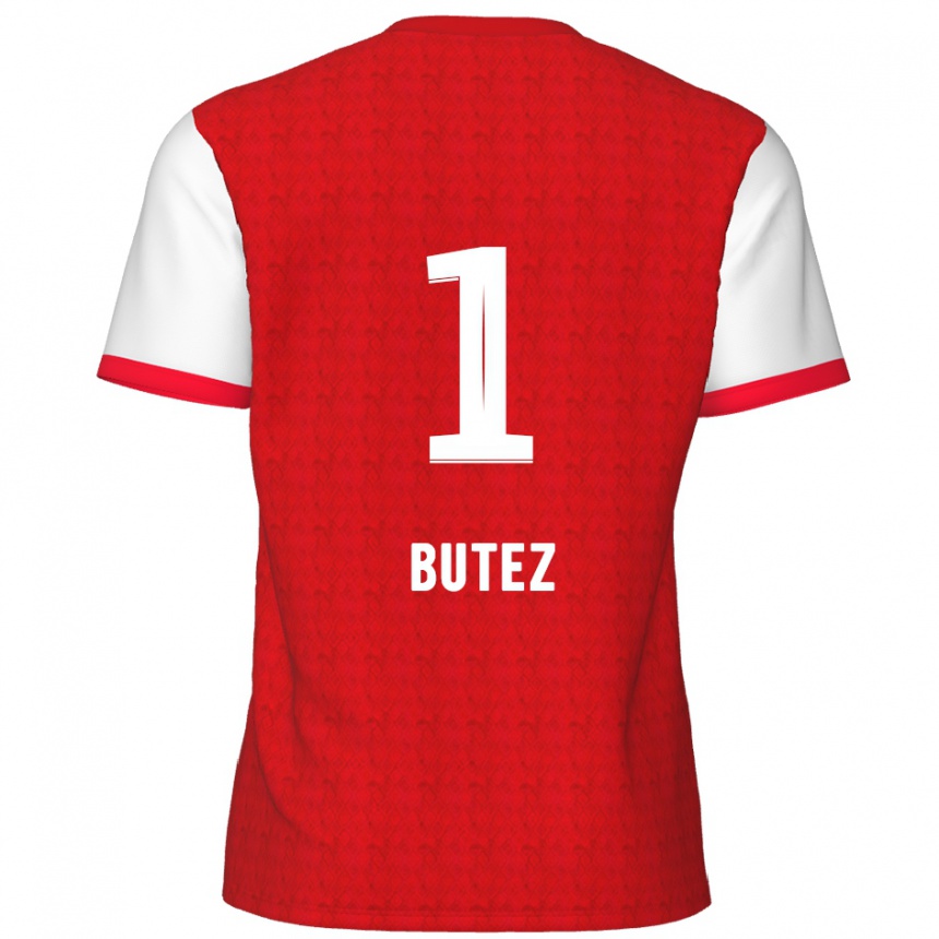 Kinder Fußball Jean Butez #1 Rot Weiß Heimtrikot Trikot 2024/25 T-Shirt Luxemburg