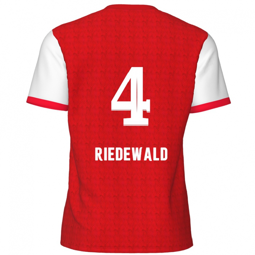 Kinder Fußball Jairo Riedewald #4 Rot Weiß Heimtrikot Trikot 2024/25 T-Shirt Luxemburg