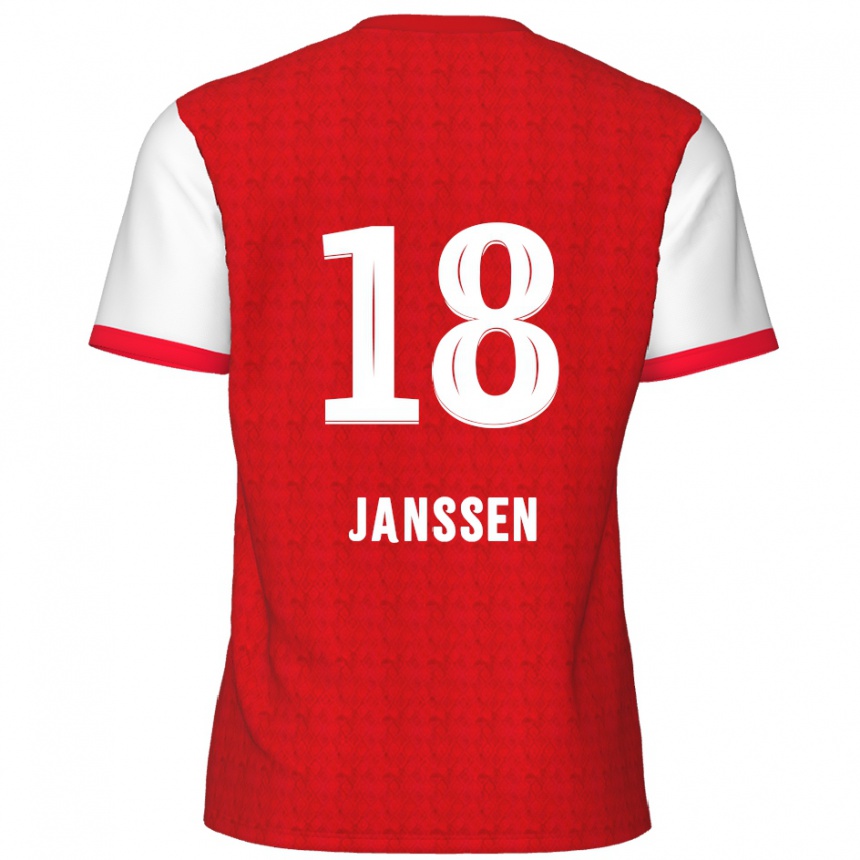 Kinder Fußball Vincent Janssen #18 Rot Weiß Heimtrikot Trikot 2024/25 T-Shirt Luxemburg