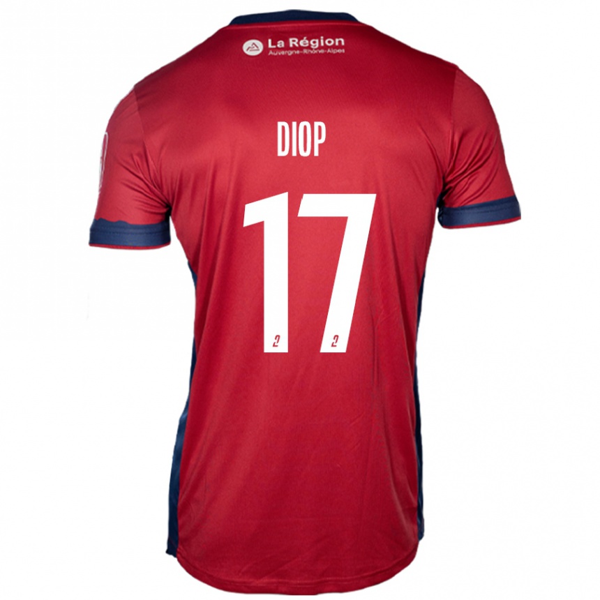 Kinder Fußball Ousmane Diop #17 Hellburgunderrot Heimtrikot Trikot 2024/25 T-Shirt Luxemburg