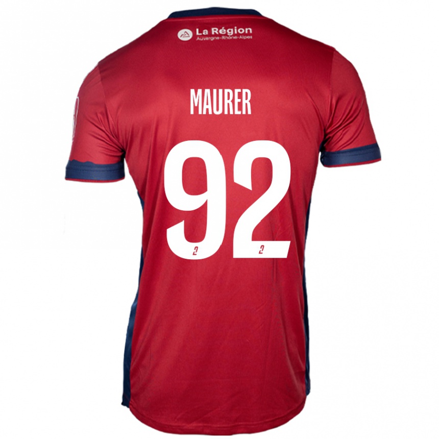 Kinder Fußball Aïman Maurer #92 Hellburgunderrot Heimtrikot Trikot 2024/25 T-Shirt Luxemburg