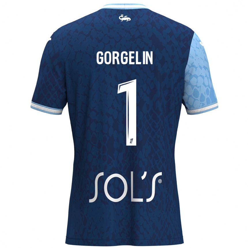 Kinder Fußball Mathieu Gorgelin #1 Himmelblau Dunkelblau Heimtrikot Trikot 2024/25 T-Shirt Luxemburg