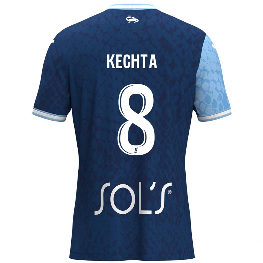 Kinder Fußball Yassine Kechta #8 Himmelblau Dunkelblau Heimtrikot Trikot 2024/25 T-Shirt Luxemburg