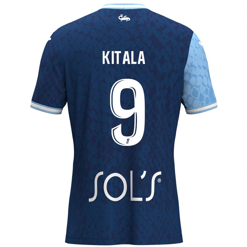 Kinder Fußball Yann Kitala #9 Himmelblau Dunkelblau Heimtrikot Trikot 2024/25 T-Shirt Luxemburg