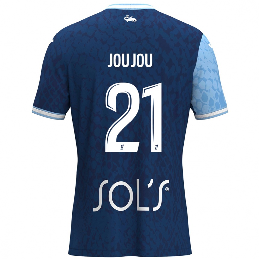 Kinder Fußball Antoine Joujou #21 Himmelblau Dunkelblau Heimtrikot Trikot 2024/25 T-Shirt Luxemburg