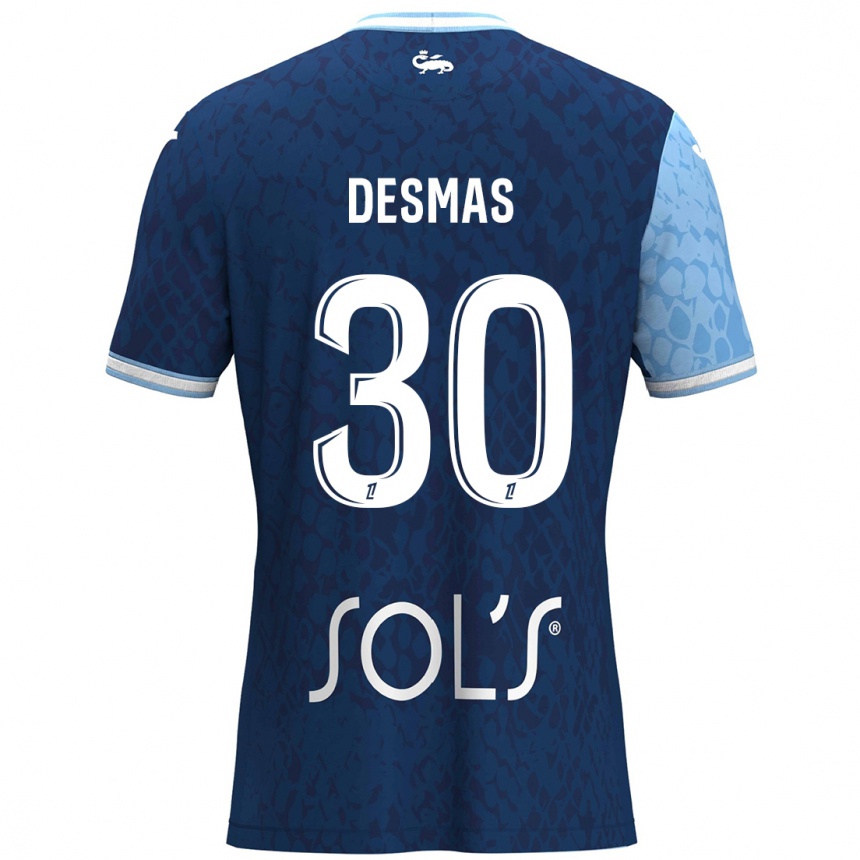 Kinder Fußball Arthur Desmas #30 Himmelblau Dunkelblau Heimtrikot Trikot 2024/25 T-Shirt Luxemburg