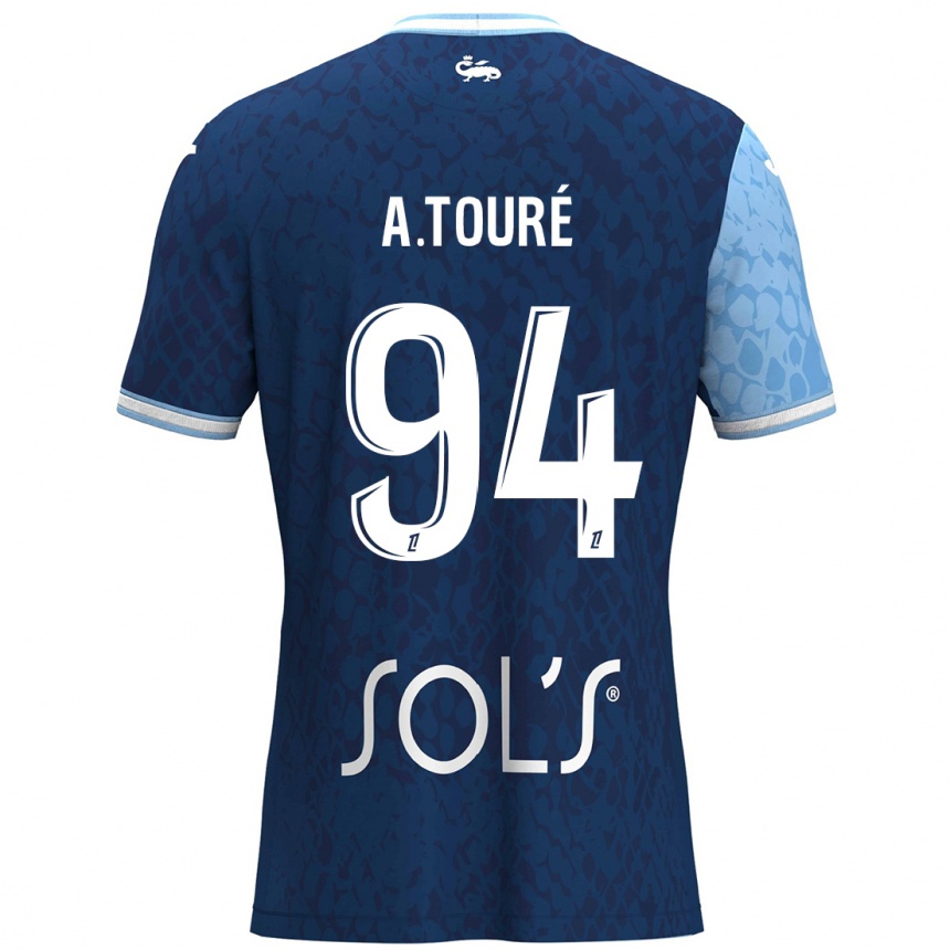 Kinder Fußball Abdoulaye Touré #94 Himmelblau Dunkelblau Heimtrikot Trikot 2024/25 T-Shirt Luxemburg