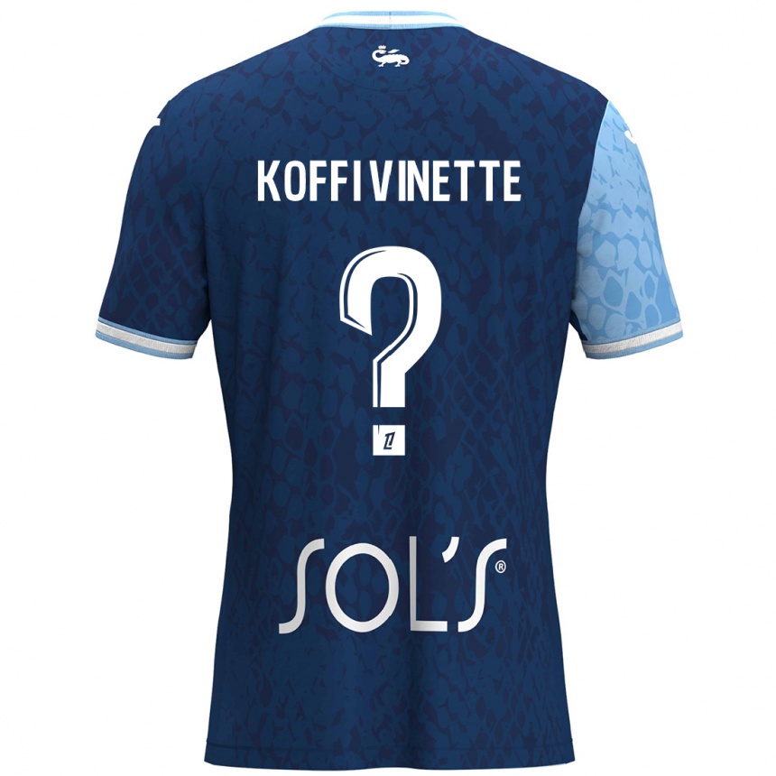 Kinder Fußball Enzo Koffi Vinette #0 Himmelblau Dunkelblau Heimtrikot Trikot 2024/25 T-Shirt Luxemburg