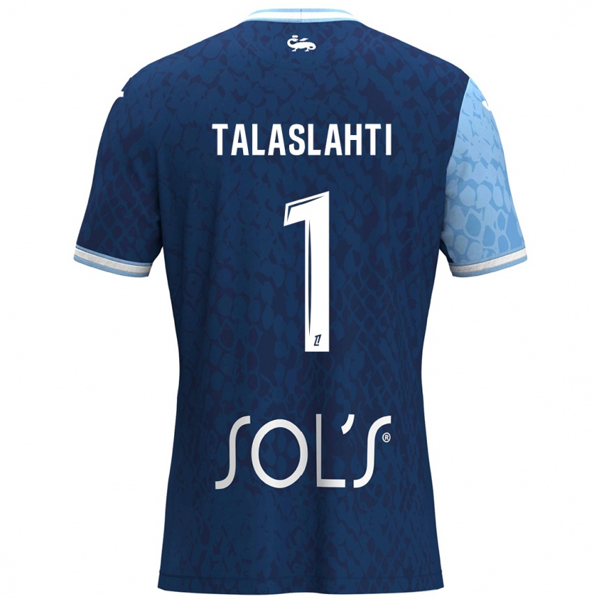 Kinder Fußball Katriina Talaslahti #1 Himmelblau Dunkelblau Heimtrikot Trikot 2024/25 T-Shirt Luxemburg