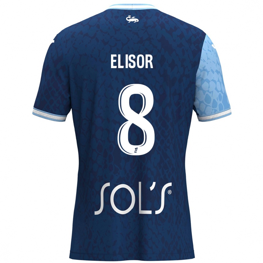 Kinder Fußball Salomé Elisor #8 Himmelblau Dunkelblau Heimtrikot Trikot 2024/25 T-Shirt Luxemburg