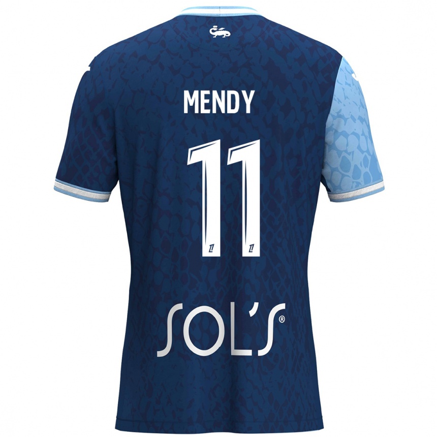 Kinder Fußball Mélinda Mendy #11 Himmelblau Dunkelblau Heimtrikot Trikot 2024/25 T-Shirt Luxemburg