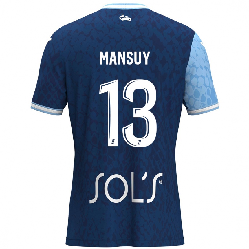 Kinder Fußball Héloïse Mansuy #13 Himmelblau Dunkelblau Heimtrikot Trikot 2024/25 T-Shirt Luxemburg