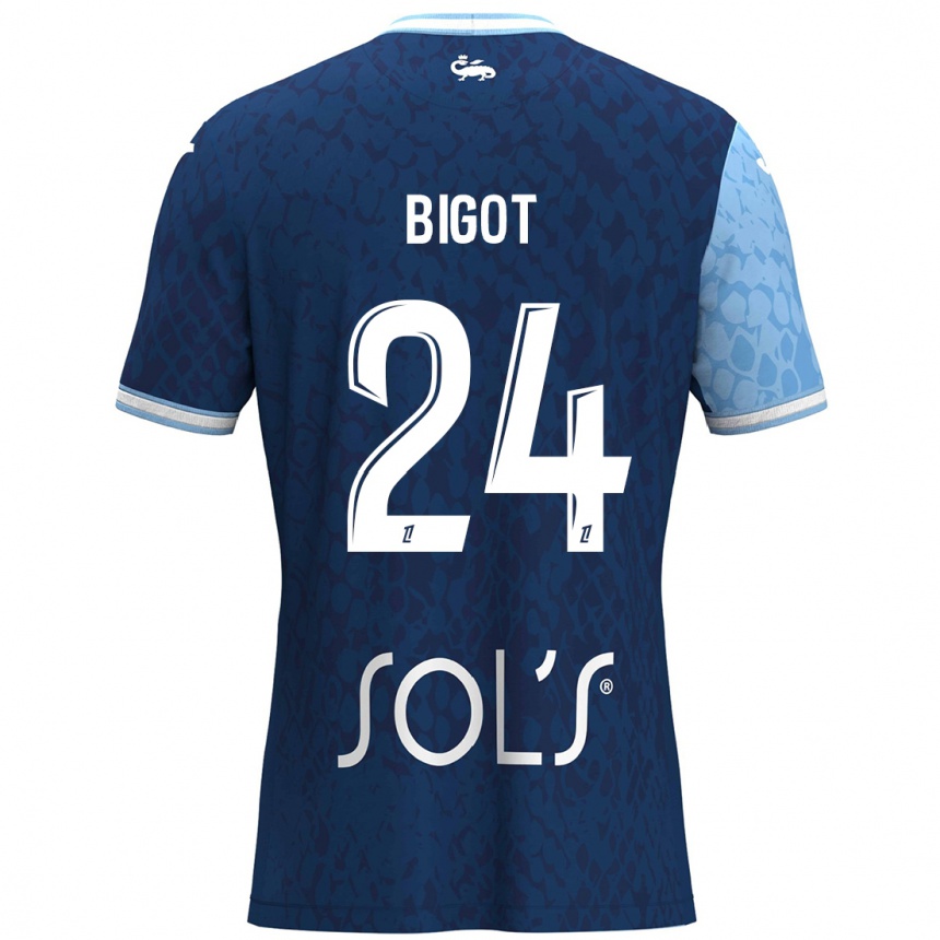 Kinder Fußball Maureen Bigot #24 Himmelblau Dunkelblau Heimtrikot Trikot 2024/25 T-Shirt Luxemburg