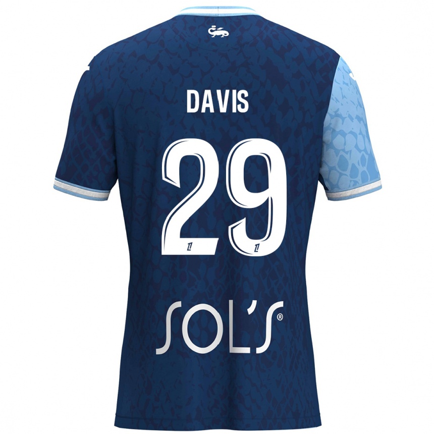 Kinder Fußball Deja Davis #29 Himmelblau Dunkelblau Heimtrikot Trikot 2024/25 T-Shirt Luxemburg