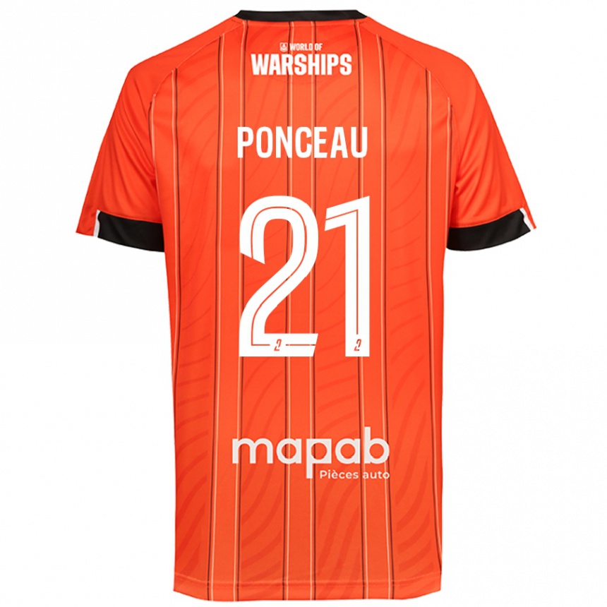 Kinder Fußball Julien Ponceau #21 Orange Heimtrikot Trikot 2024/25 T-Shirt Luxemburg