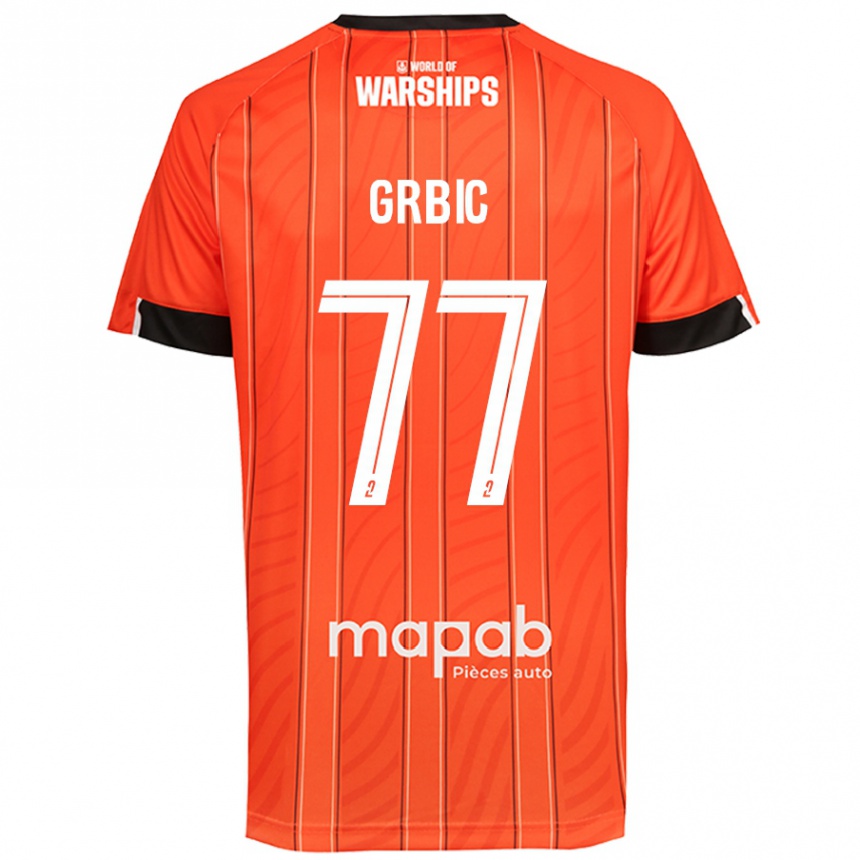 Kinder Fußball Adrian Grbic #77 Orange Heimtrikot Trikot 2024/25 T-Shirt Luxemburg