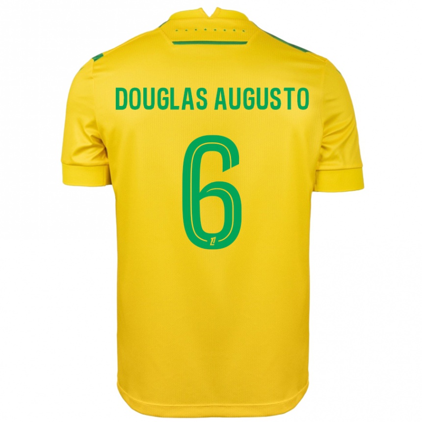 Kinder Fußball Douglas Augusto #6 Gelb Grün Heimtrikot Trikot 2024/25 T-Shirt Luxemburg