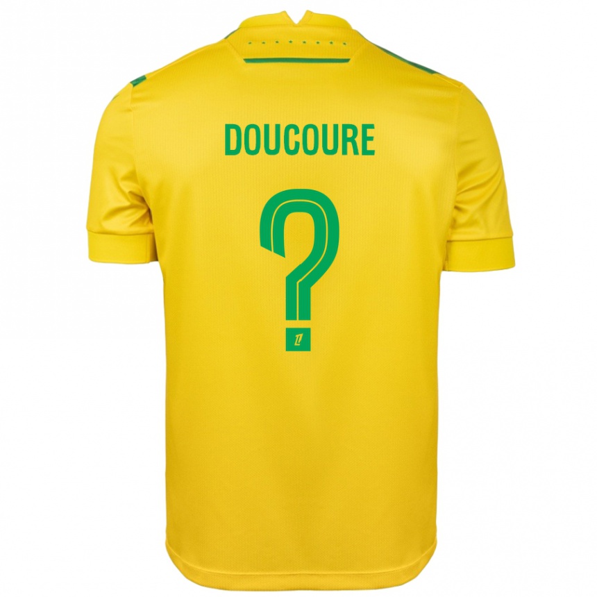 Kinder Fußball Sekou Doucoure #0 Gelb Grün Heimtrikot Trikot 2024/25 T-Shirt Luxemburg