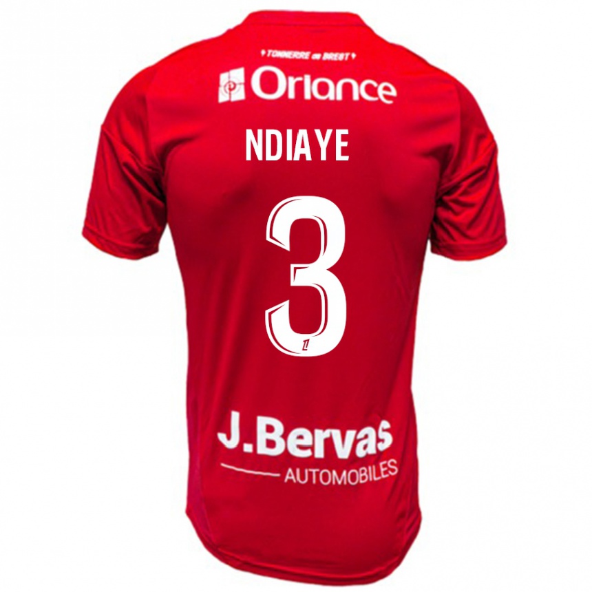 Kinder Fußball Abdoulaye Ndiaye #3 Rot Weiß Heimtrikot Trikot 2024/25 T-Shirt Luxemburg