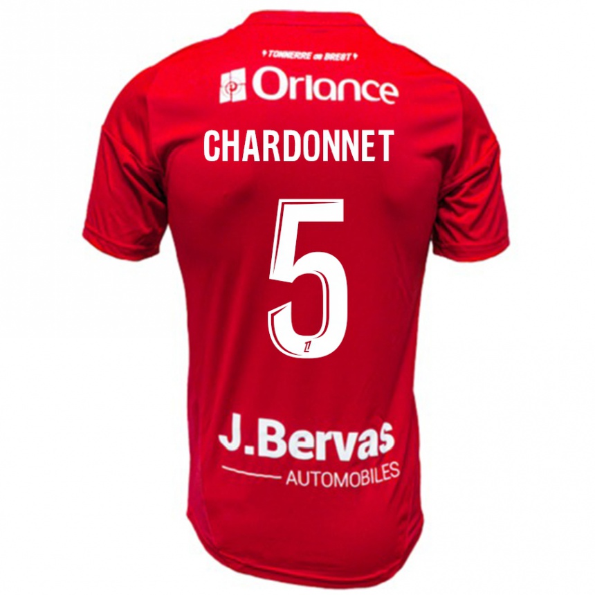 Kinder Fußball Brendan Chardonnet #5 Rot Weiß Heimtrikot Trikot 2024/25 T-Shirt Luxemburg