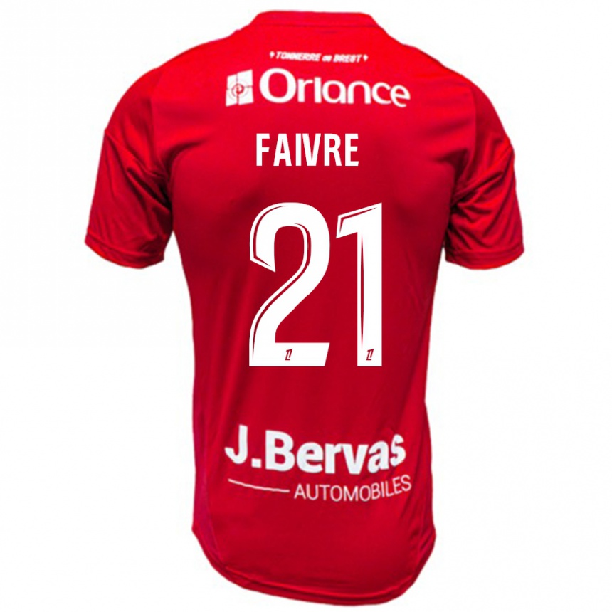 Kinder Fußball Romain Faivre #21 Rot Weiß Heimtrikot Trikot 2024/25 T-Shirt Luxemburg