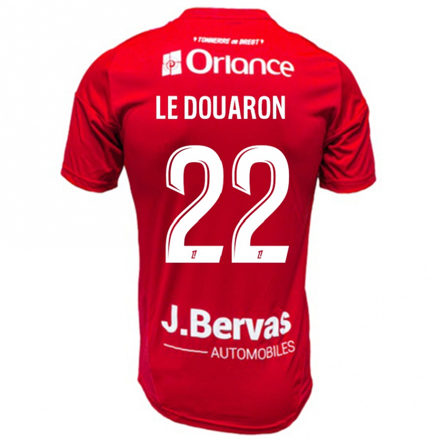 Kinder Fußball Jérémy Le Douaron #22 Rot Weiß Heimtrikot Trikot 2024/25 T-Shirt Luxemburg