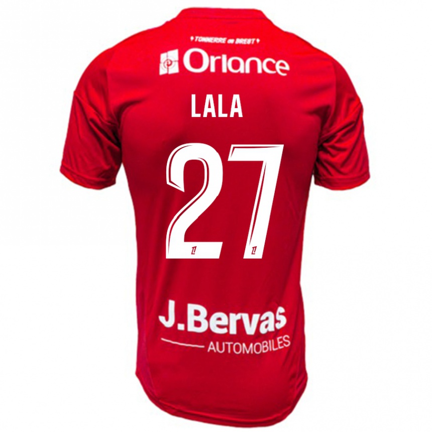 Kinder Fußball Kenny Lala #27 Rot Weiß Heimtrikot Trikot 2024/25 T-Shirt Luxemburg