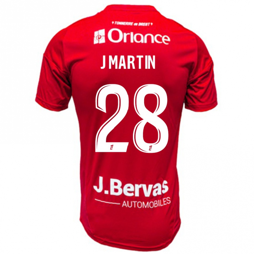 Kinder Fußball Jonas Martin #28 Rot Weiß Heimtrikot Trikot 2024/25 T-Shirt Luxemburg