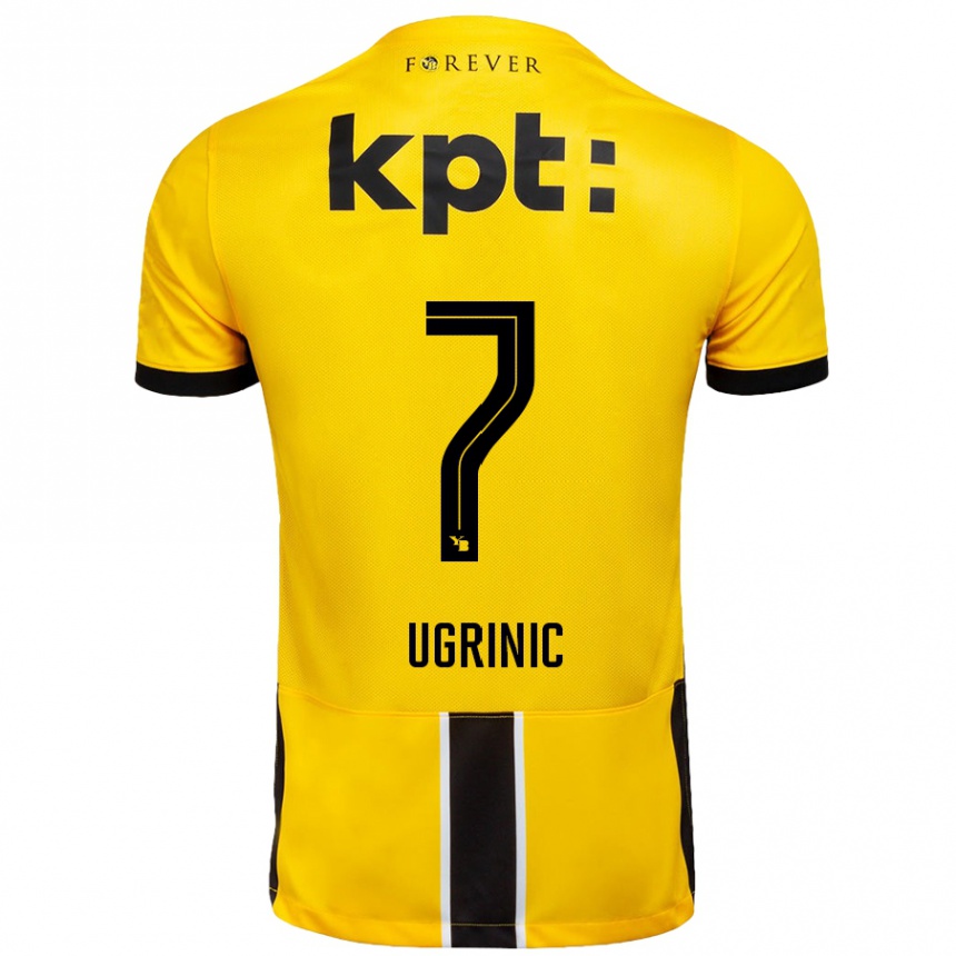 Kinder Fußball Filip Ugrinic #7 Gelb Schwarz Heimtrikot Trikot 2024/25 T-Shirt Luxemburg