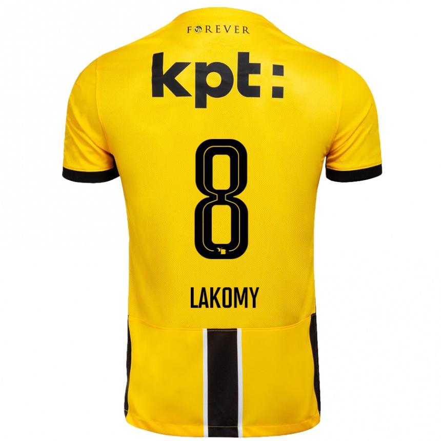 Kinder Fußball Lukasz Lakomy #8 Gelb Schwarz Heimtrikot Trikot 2024/25 T-Shirt Luxemburg