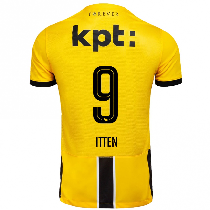 Kinder Fußball Cedric Itten #9 Gelb Schwarz Heimtrikot Trikot 2024/25 T-Shirt Luxemburg