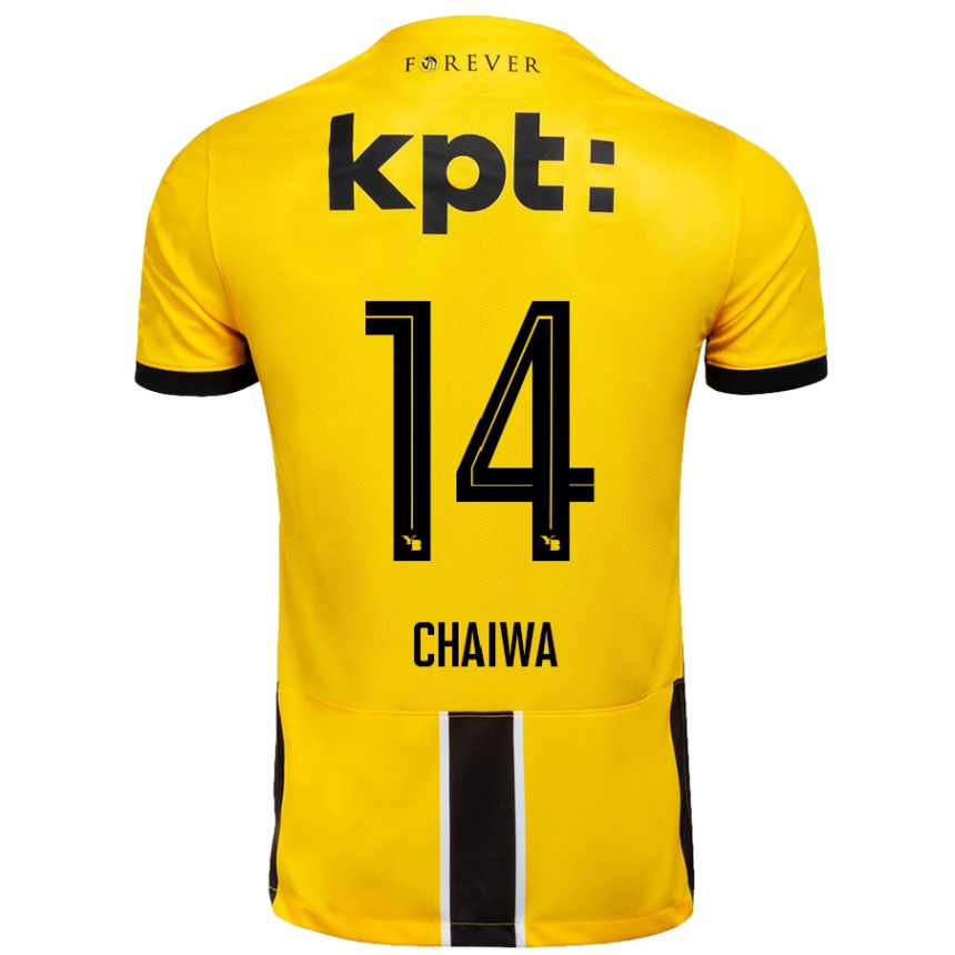 Kinder Fußball Miguel Chaiwa #14 Gelb Schwarz Heimtrikot Trikot 2024/25 T-Shirt Luxemburg