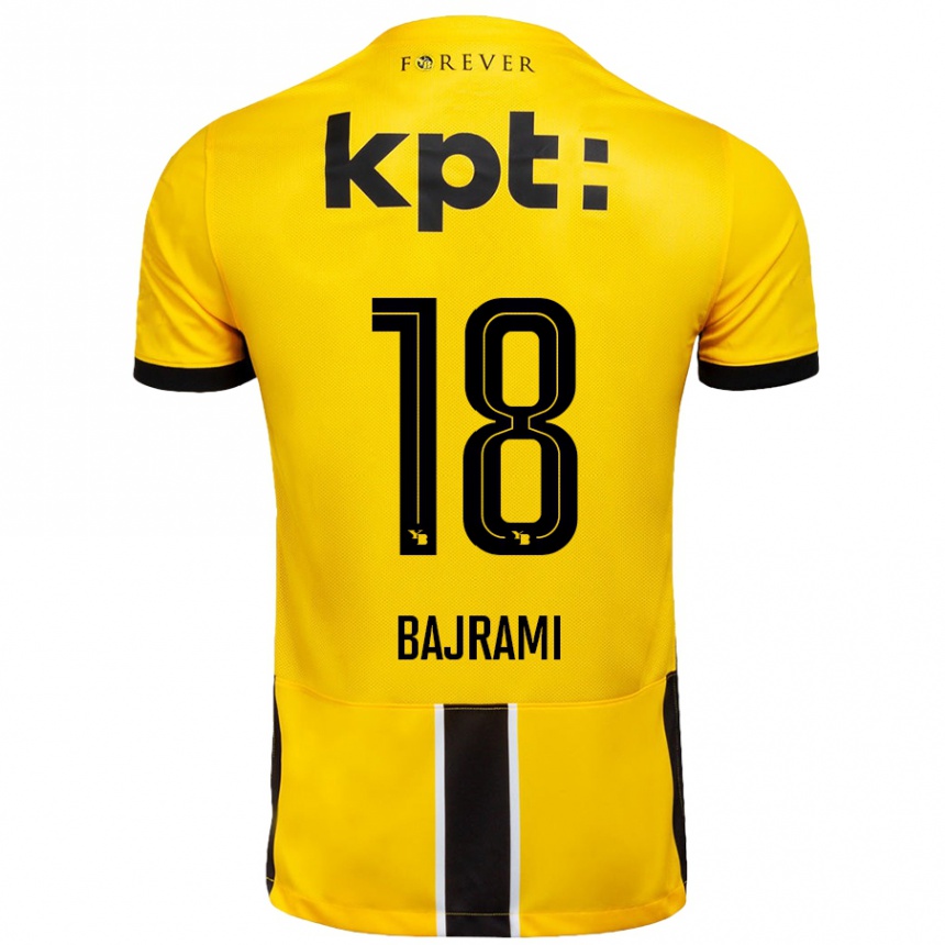 Kinder Fußball Ardian Bajrami #18 Gelb Schwarz Heimtrikot Trikot 2024/25 T-Shirt Luxemburg