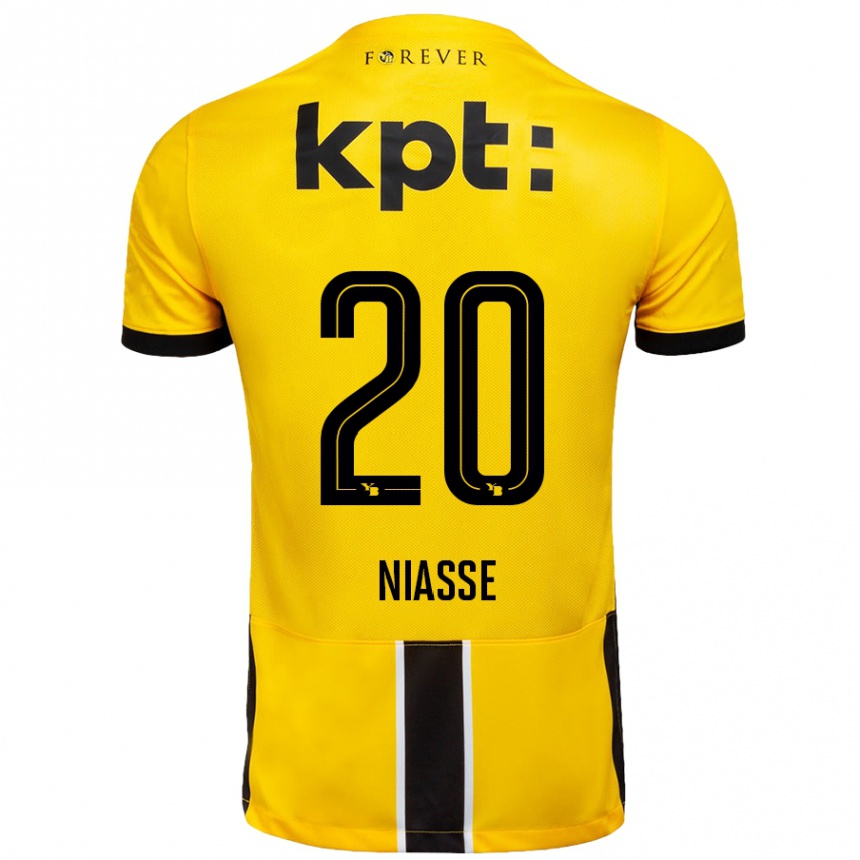 Kinder Fußball Cheikh Niasse #20 Gelb Schwarz Heimtrikot Trikot 2024/25 T-Shirt Luxemburg