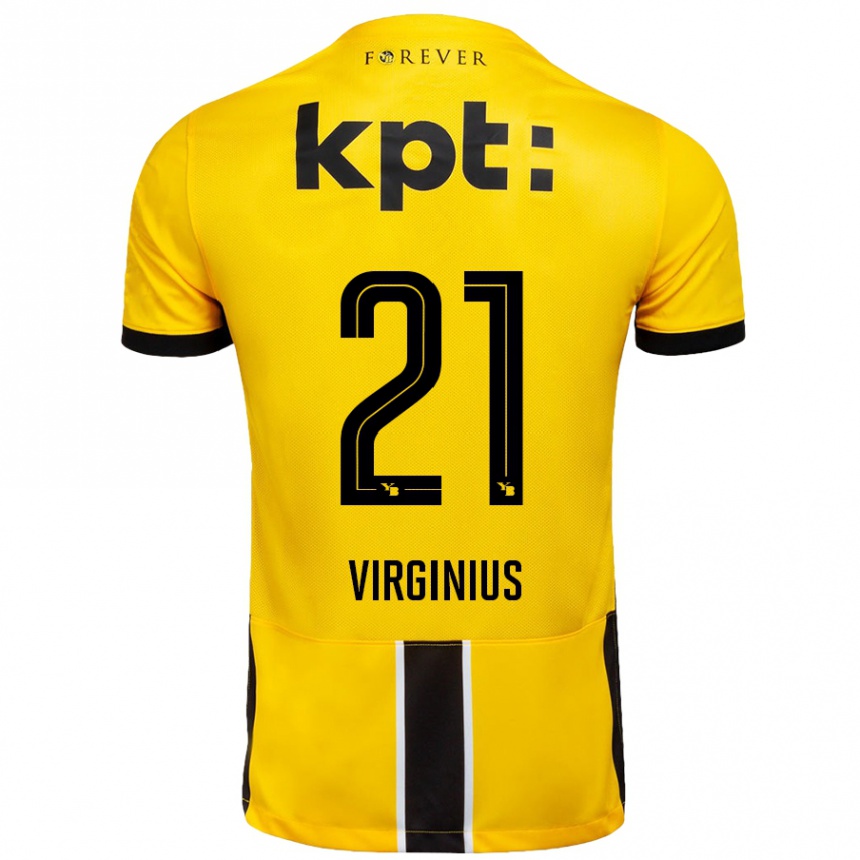 Kinder Fußball Alan Virginius #21 Gelb Schwarz Heimtrikot Trikot 2024/25 T-Shirt Luxemburg