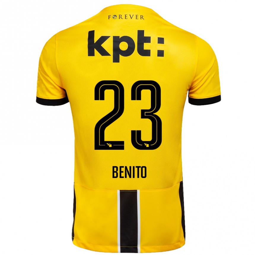 Kinder Fußball Loris Benito #23 Gelb Schwarz Heimtrikot Trikot 2024/25 T-Shirt Luxemburg