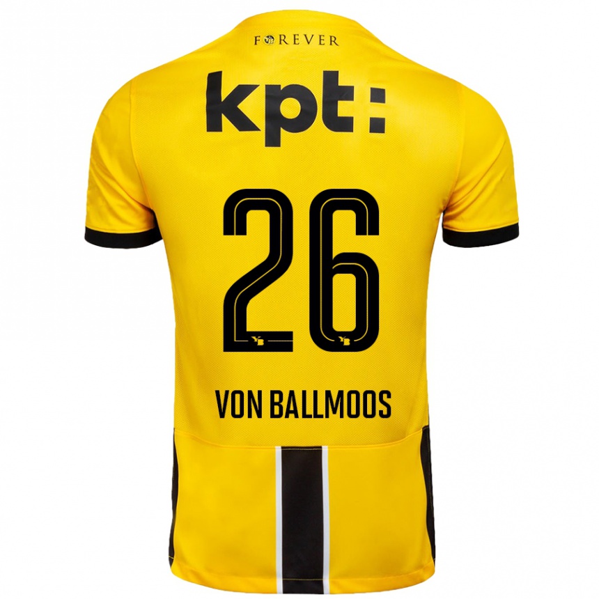 Kinder Fußball David Von Ballmoos #26 Gelb Schwarz Heimtrikot Trikot 2024/25 T-Shirt Luxemburg