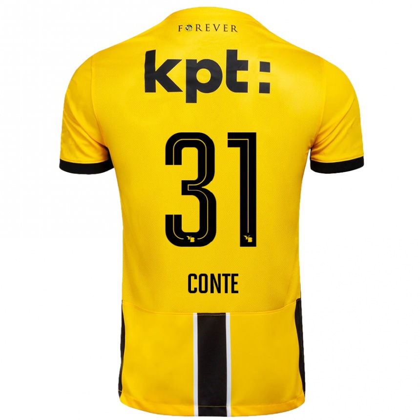 Kinder Fußball Facinet Conte #31 Gelb Schwarz Heimtrikot Trikot 2024/25 T-Shirt Luxemburg