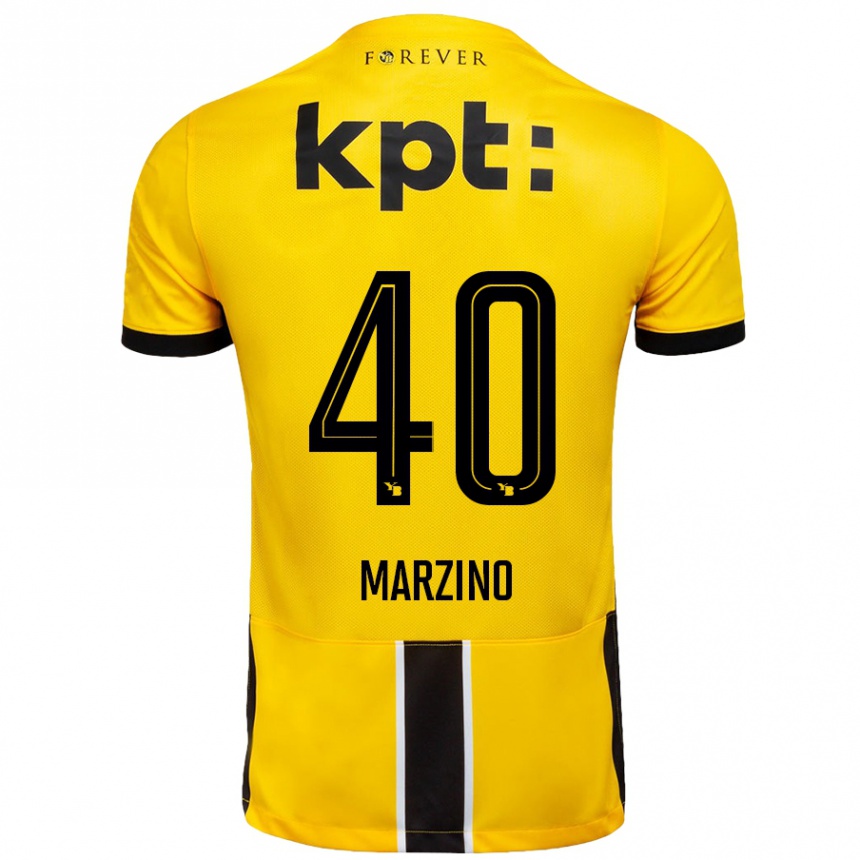 Kinder Fußball Dario Marzino #40 Gelb Schwarz Heimtrikot Trikot 2024/25 T-Shirt Luxemburg