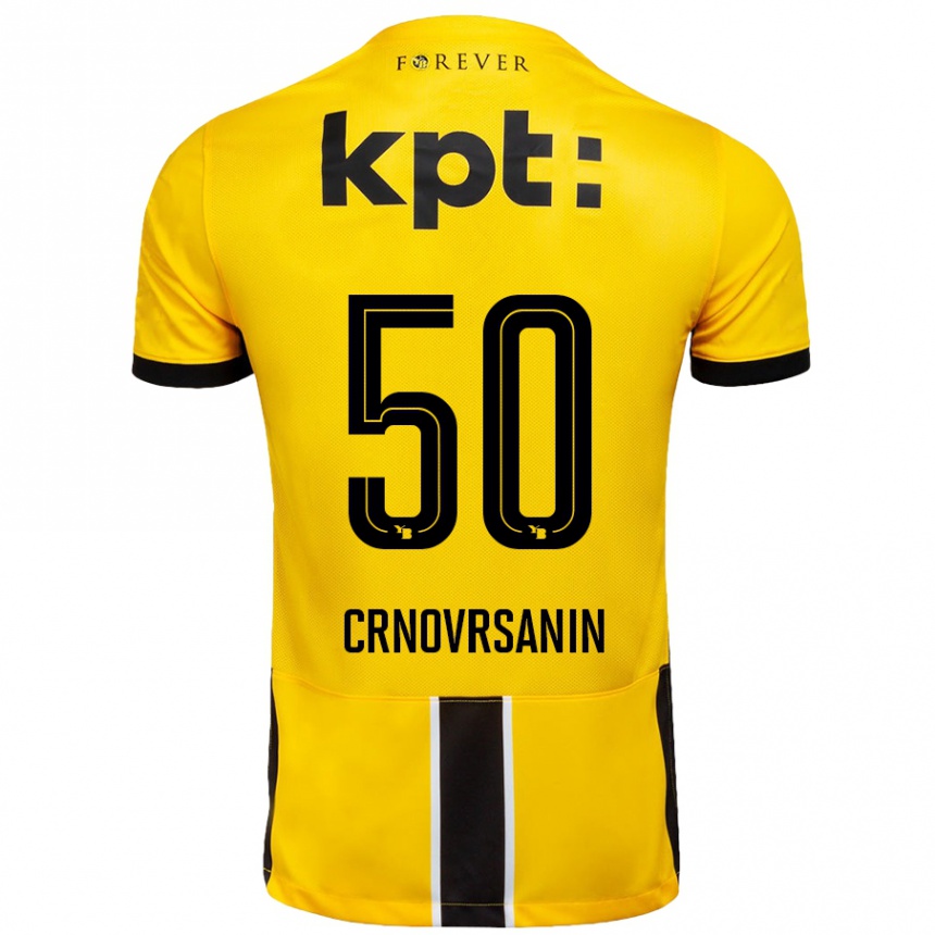 Kinder Fußball Sadin Crnovrsanin #50 Gelb Schwarz Heimtrikot Trikot 2024/25 T-Shirt Luxemburg